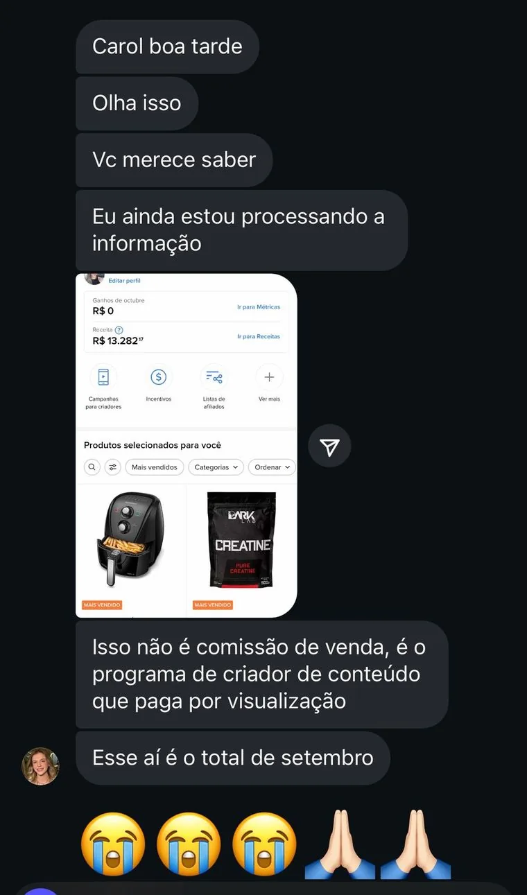 Print de R$ 13.282 de receita em um mes pelo programa de criador