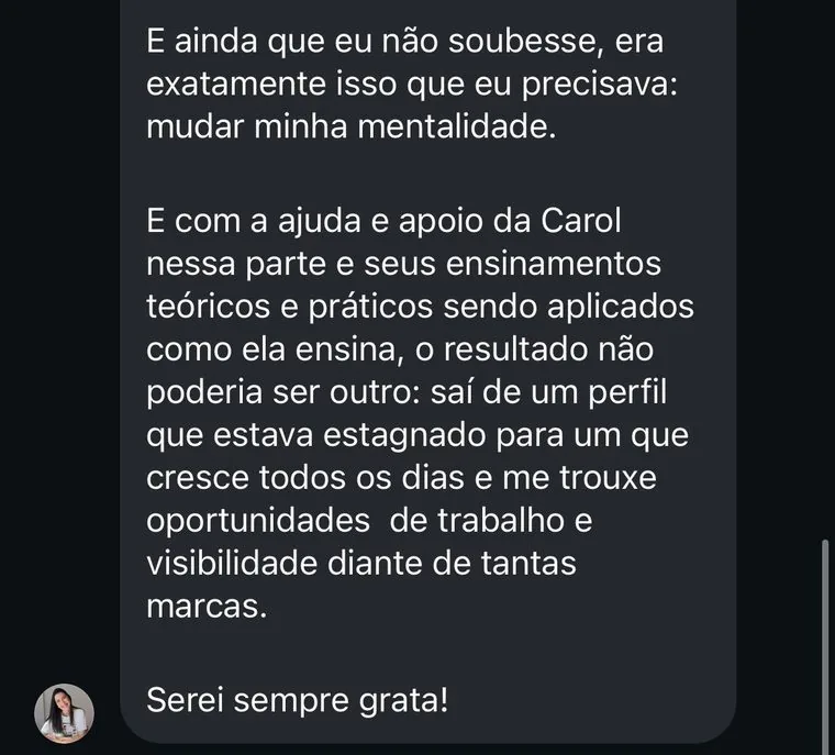Depoimento: sai de um perfil estagnado para um que cresce todos os dias